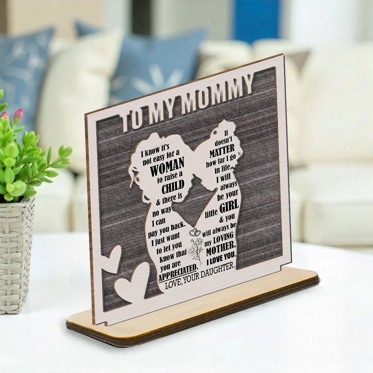 Forever Grateful to Mother - Personalized Custom 2-Layer Wood Plaque With Flat Base - Image 2