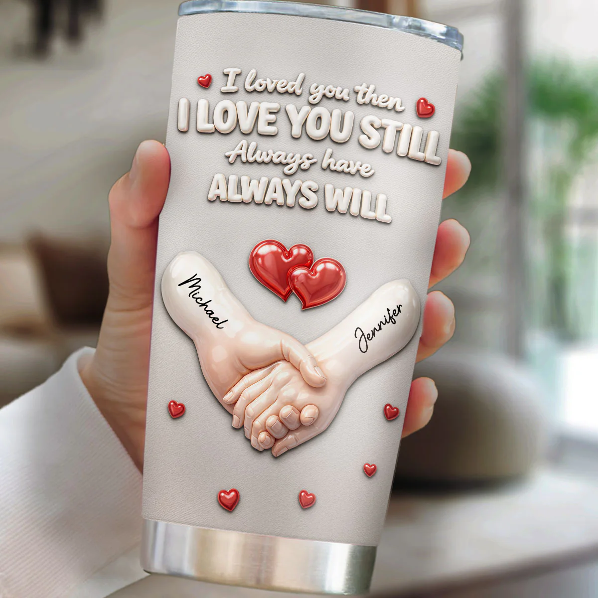 Forever Holding Hands - Personalized Custom 3D Effect Tumbler - Image 3