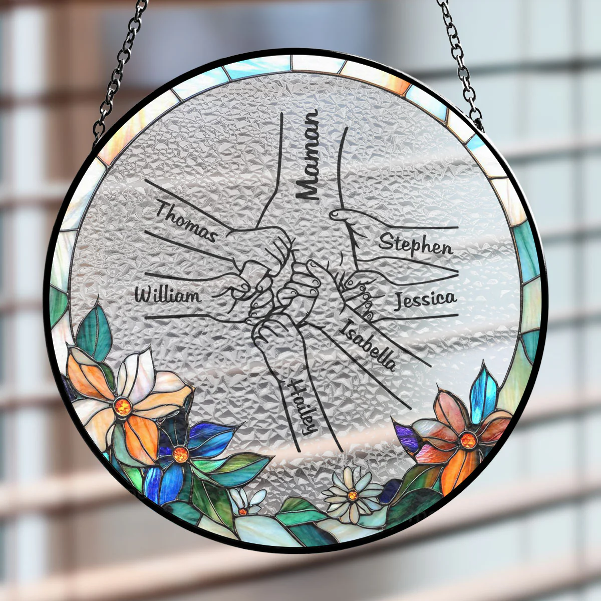 Forever Holding Hands - Personalized Custom Window Hanging Suncatcher - Image 2