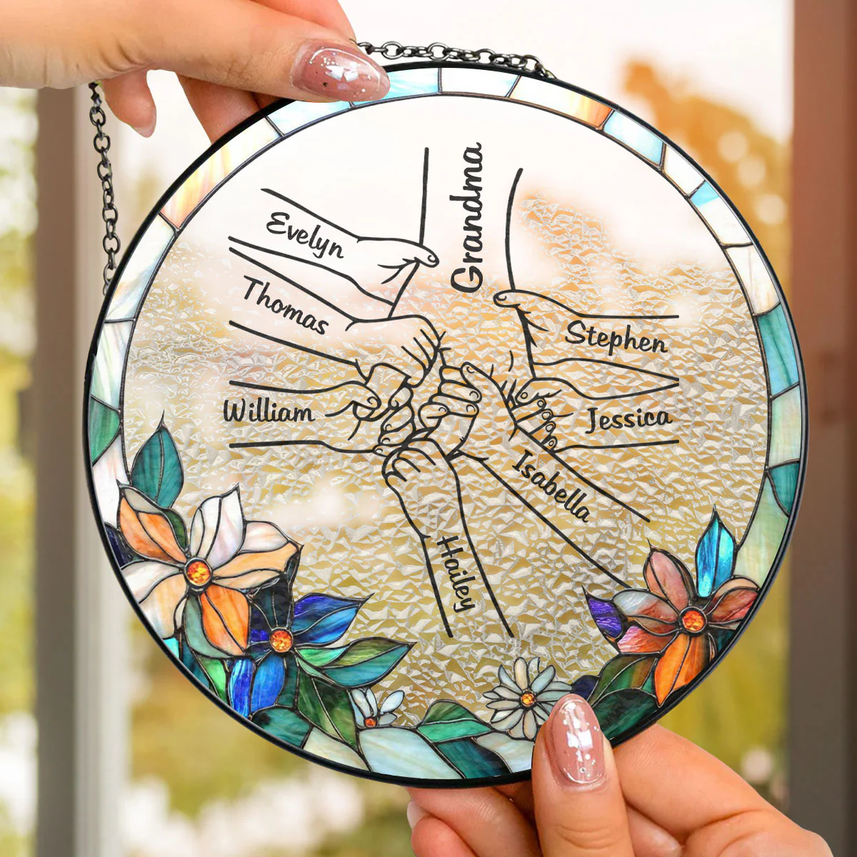 Forever Holding Hands - Personalized Custom Window Hanging Suncatcher - Image 4