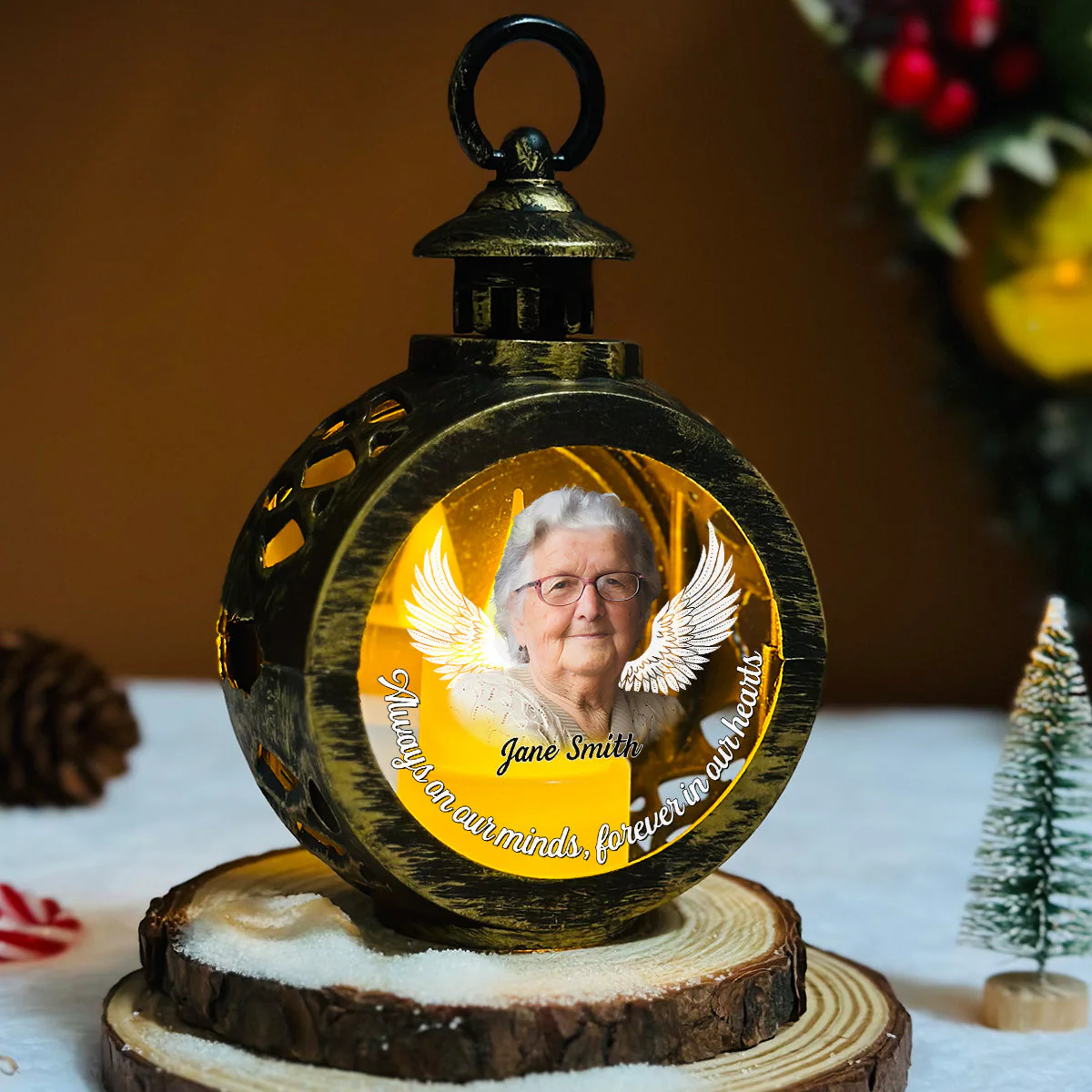 Forever In My Heart - Personalized Custom Christmas Lantern - Image 5