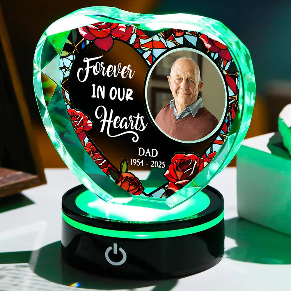 Forever In My Heart Version 2 - Personalized Custom Crystal Led Light - Image 3