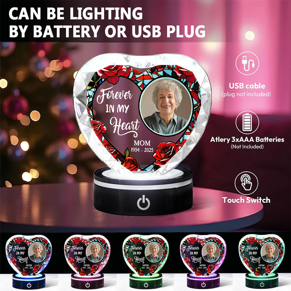 Forever In My Heart Version 2 - Personalized Custom Crystal Led Light - Image 4