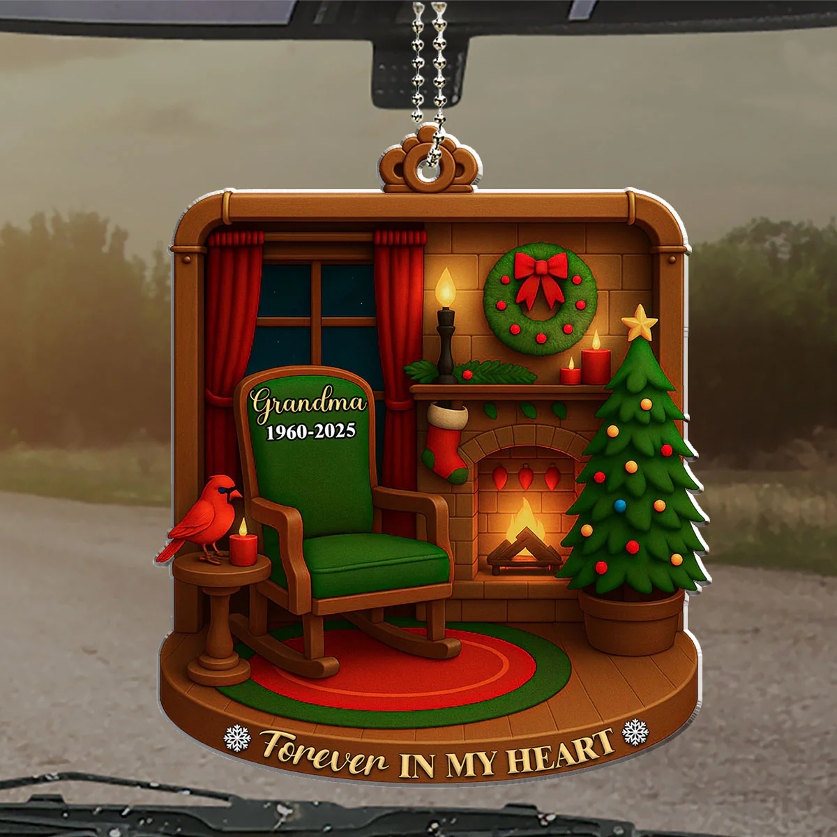 Forever In Our Heart - Personalized Custom Car Ornament - Image 4