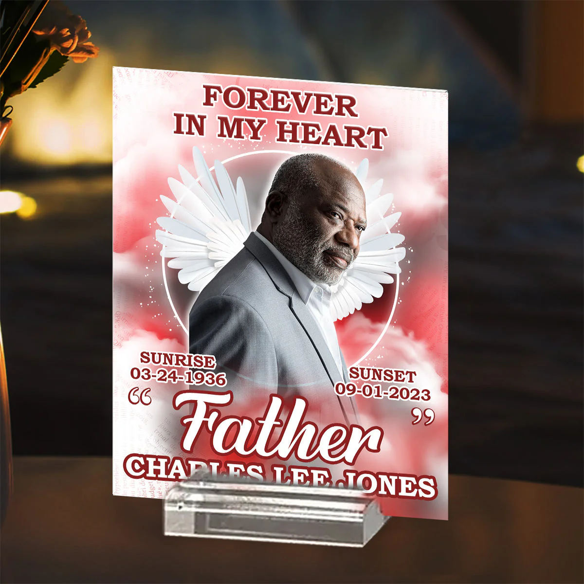 Forever In Our Hearts - Personalized Custom Acrylic Plaque With Base - Image 4