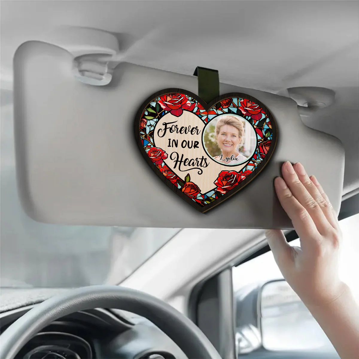 Forever In Our Hearts - Personalized Custom Car Visor Clip - Image 5