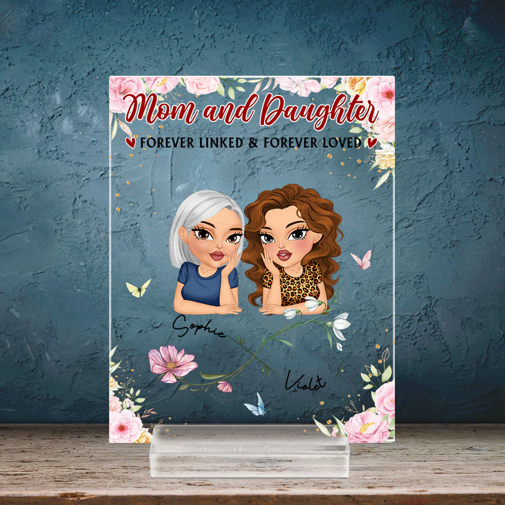 Forever Linked And Forever Loved - Personalized Custom Acrylic Plaque With Base - Image 2
