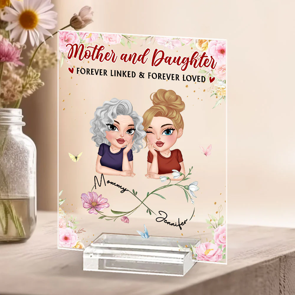 Forever Linked And Forever Loved - Personalized Custom Acrylic Plaque With Base - Image 3