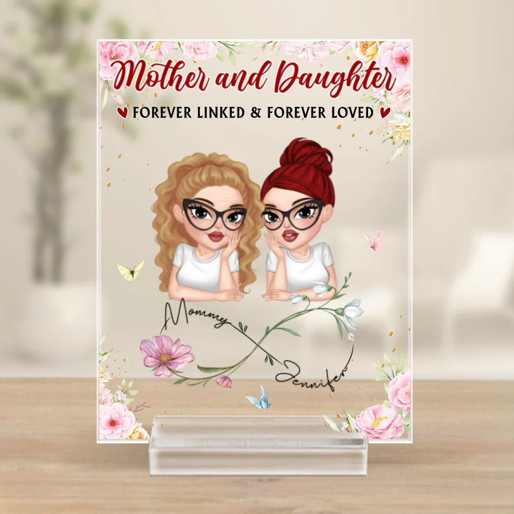 Forever Linked And Forever Loved - Personalized Custom Acrylic Plaque With Base - Image 5
