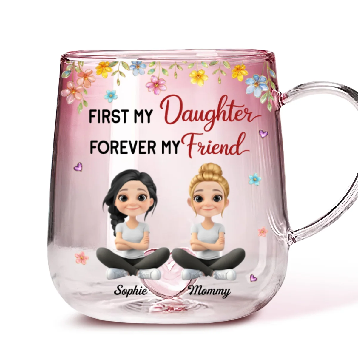 Forever Linked - Personalized Custom Pink Gradient Glass Mug - Image 5
