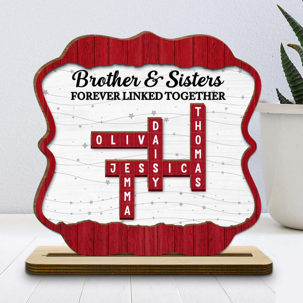 Forever Linked Together - Personalized Custom 2-Layer Wood Plaque With Flat Base - Image 2