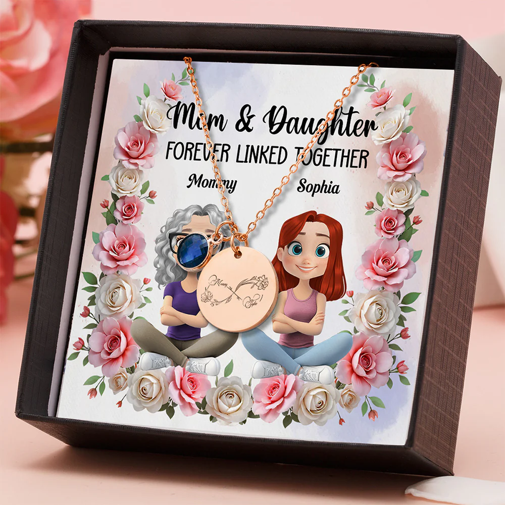 Forever Linked Together - Personalized Custom Birthstone Necklace With Message Card - Image 2