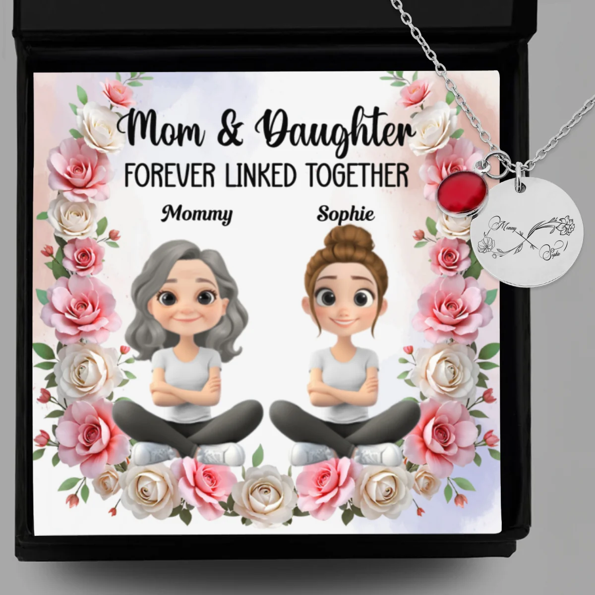 Forever Linked Together - Personalized Custom Birthstone Necklace With Message Card - Image 7