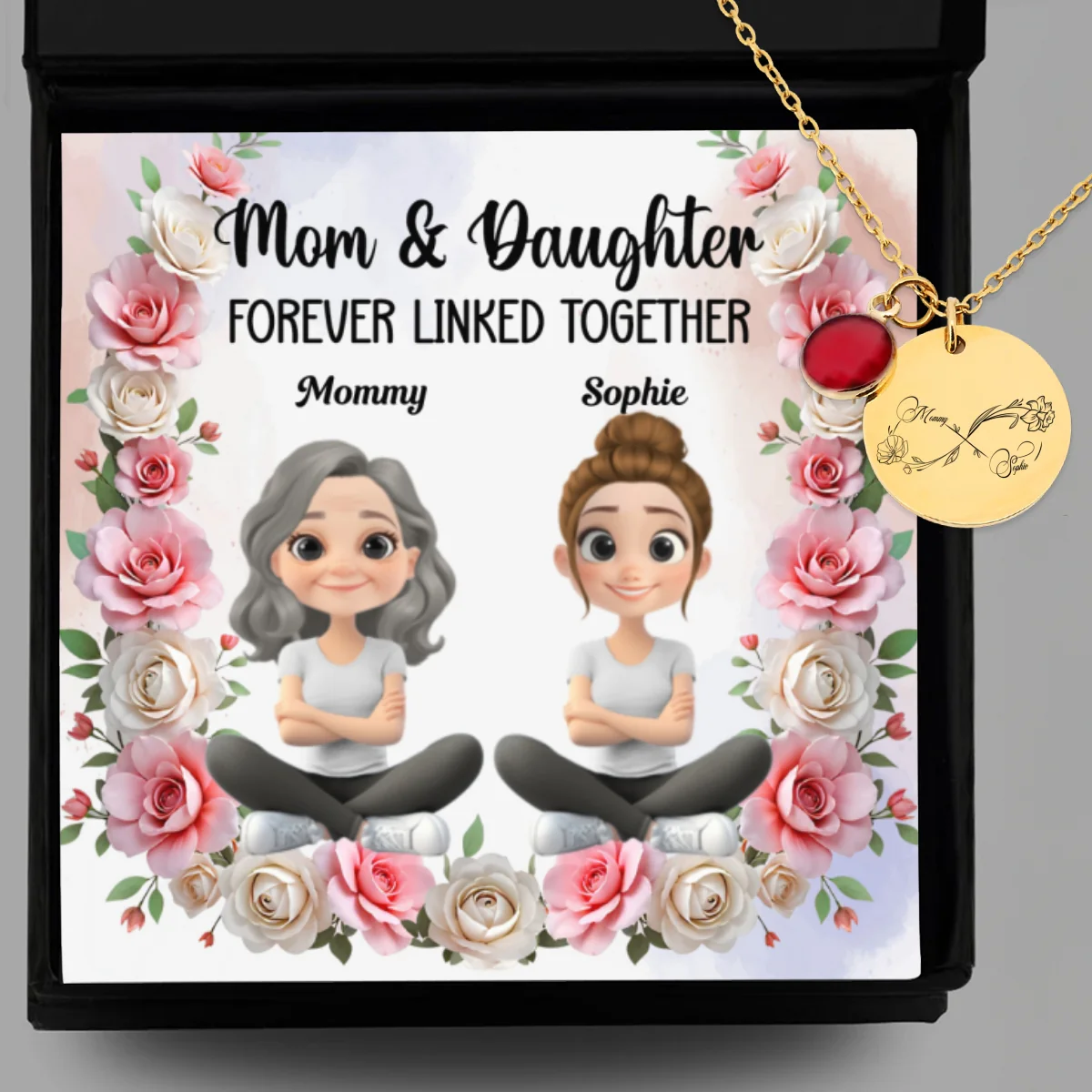 Forever Linked Together - Personalized Custom Birthstone Necklace With Message Card - Image 8