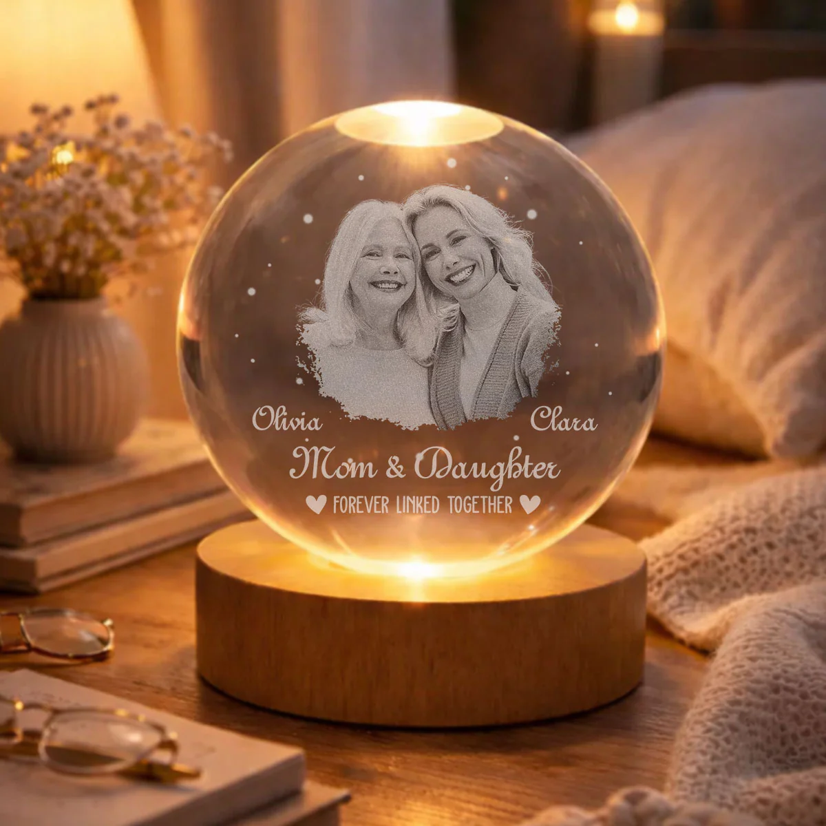Forever Linked Together - Personalized Custom Crystal Globe Lamp - Image 5