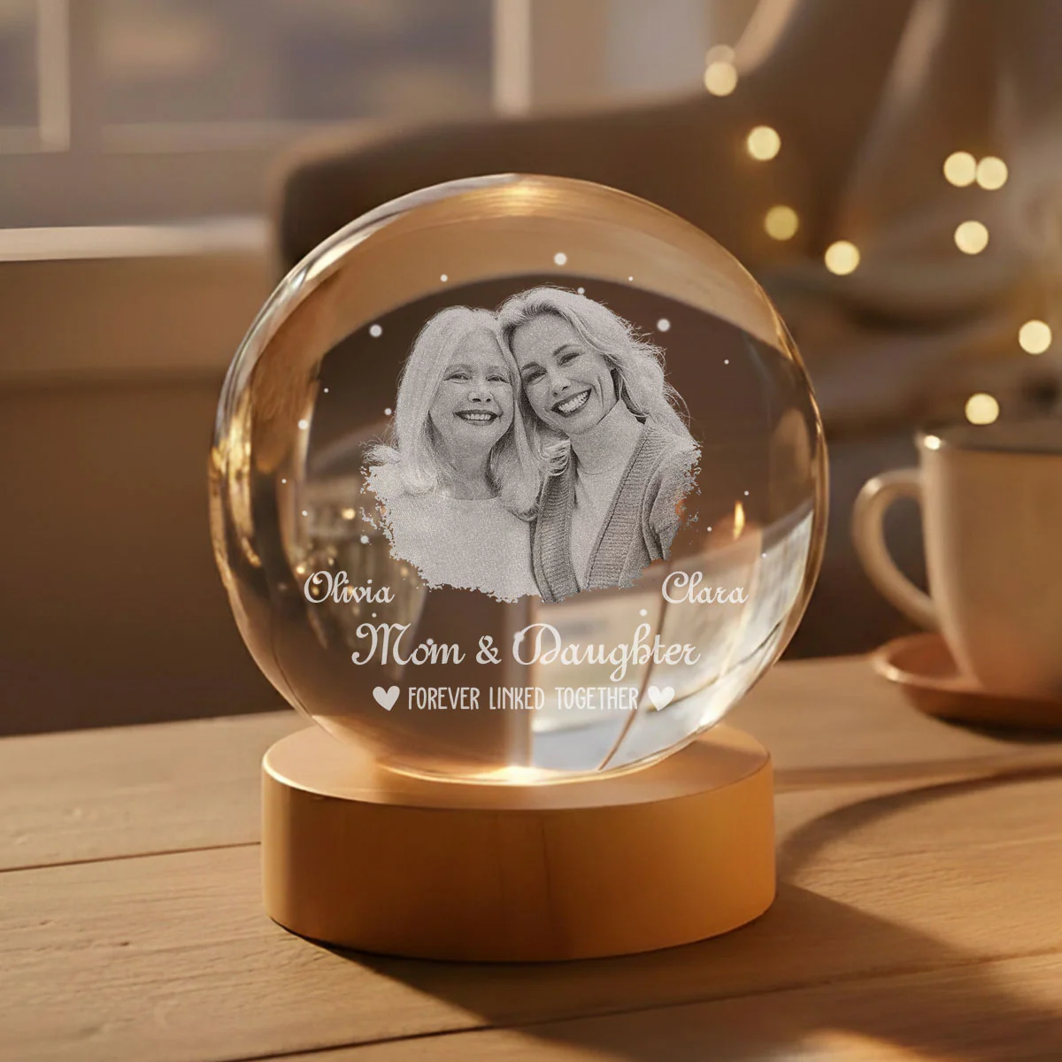 Forever Linked Together - Personalized Custom Crystal Globe Lamp - Image 6