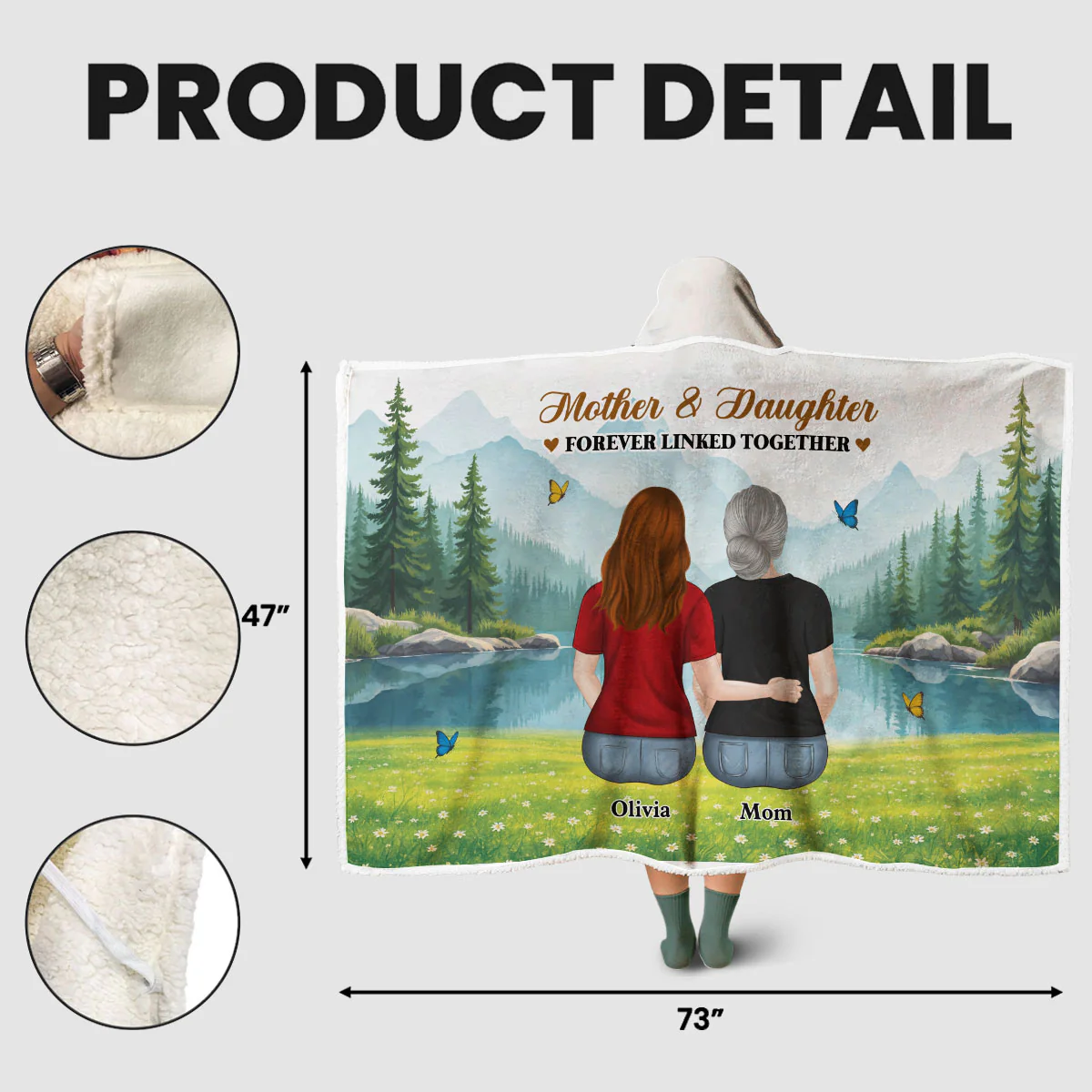 Forever Linked Together - Personalized Custom Hooded Blanket - Image 5