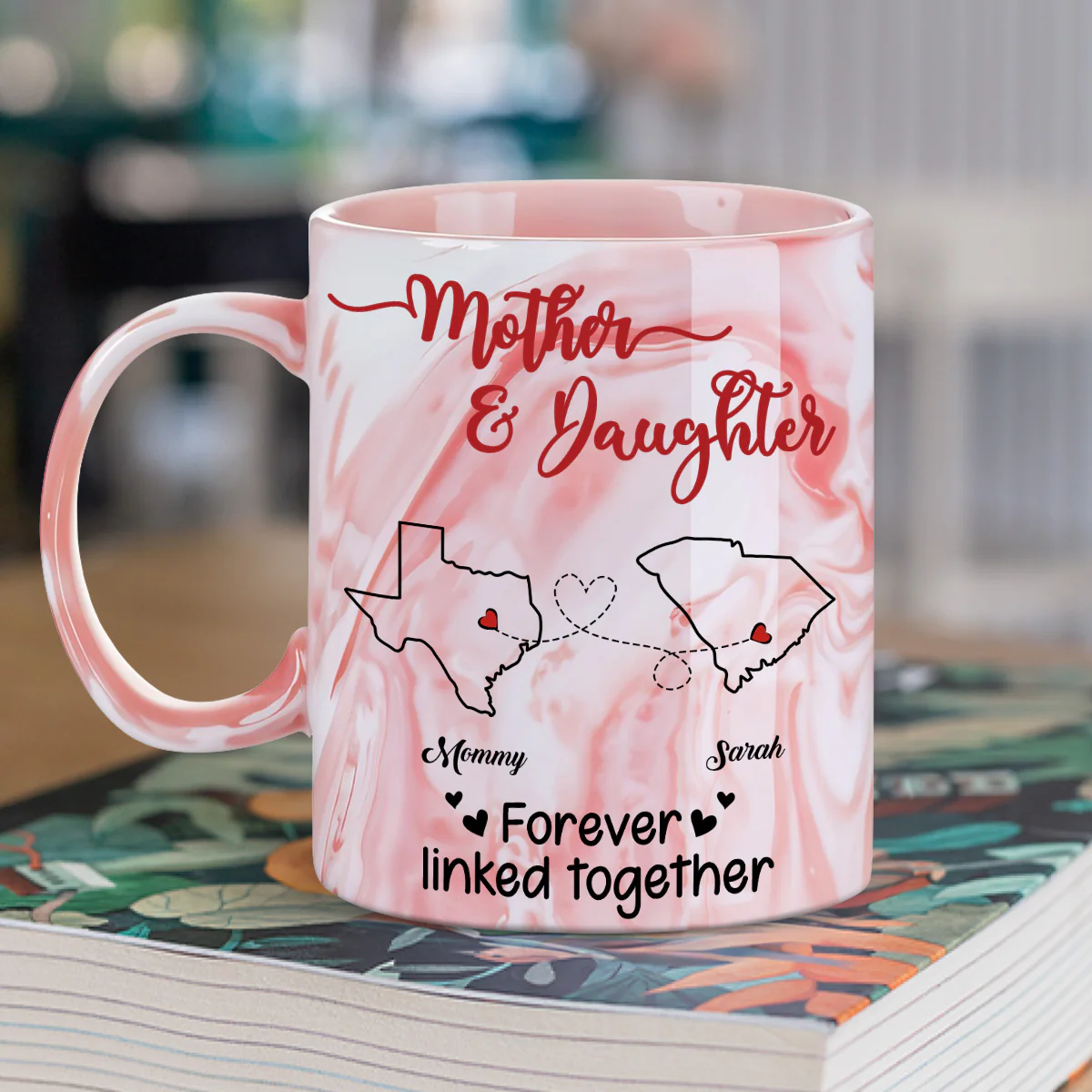 Forever Linked Together - Personalized Custom Pink Marble Mug - Image 2