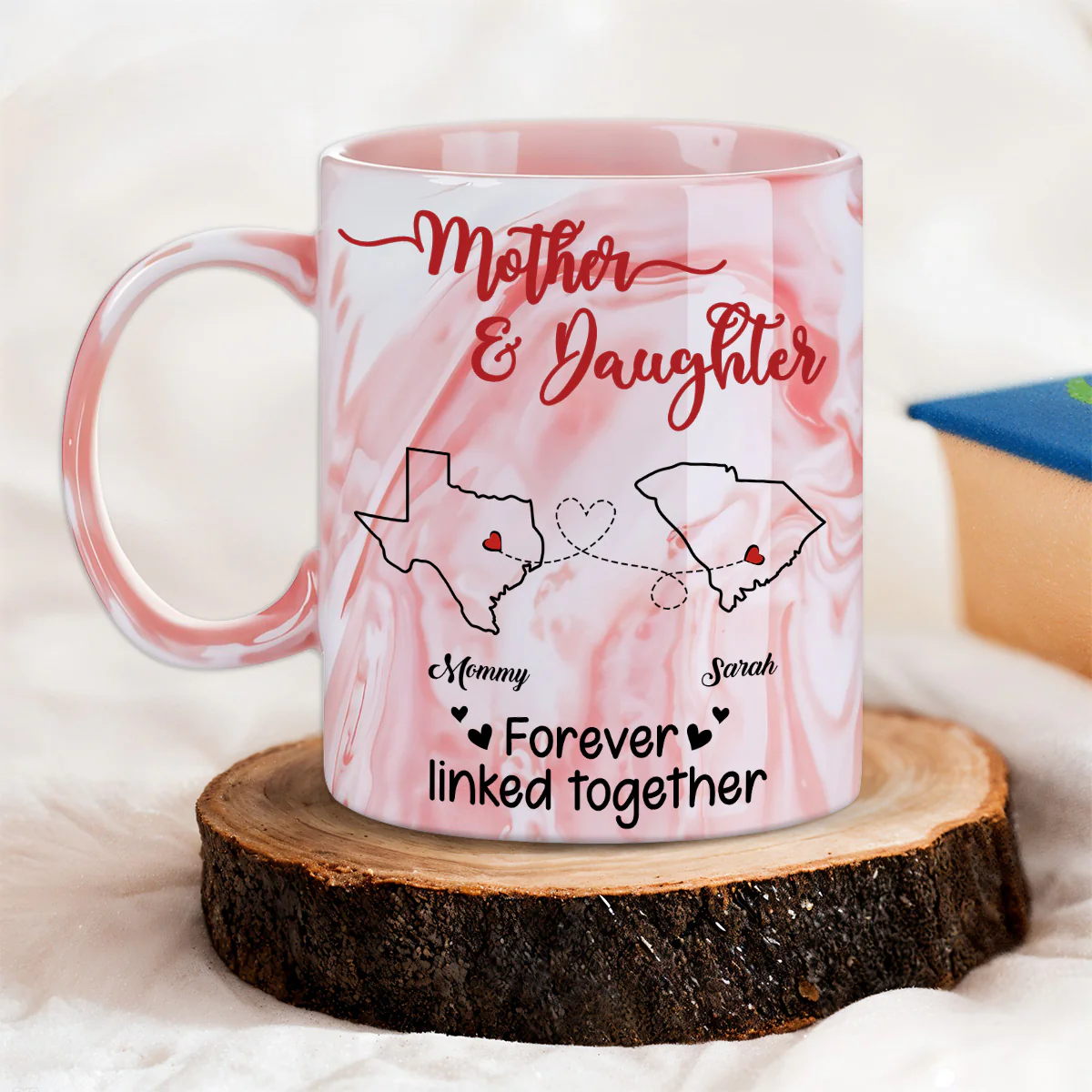 Forever Linked Together - Personalized Custom Pink Marble Mug - Image 3