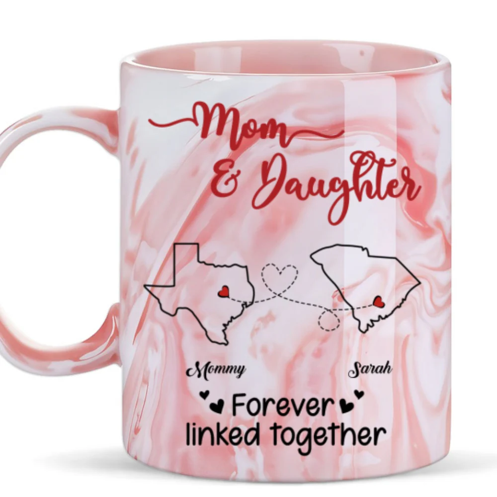 Forever Linked Together - Personalized Custom Pink Marble Mug - Image 5