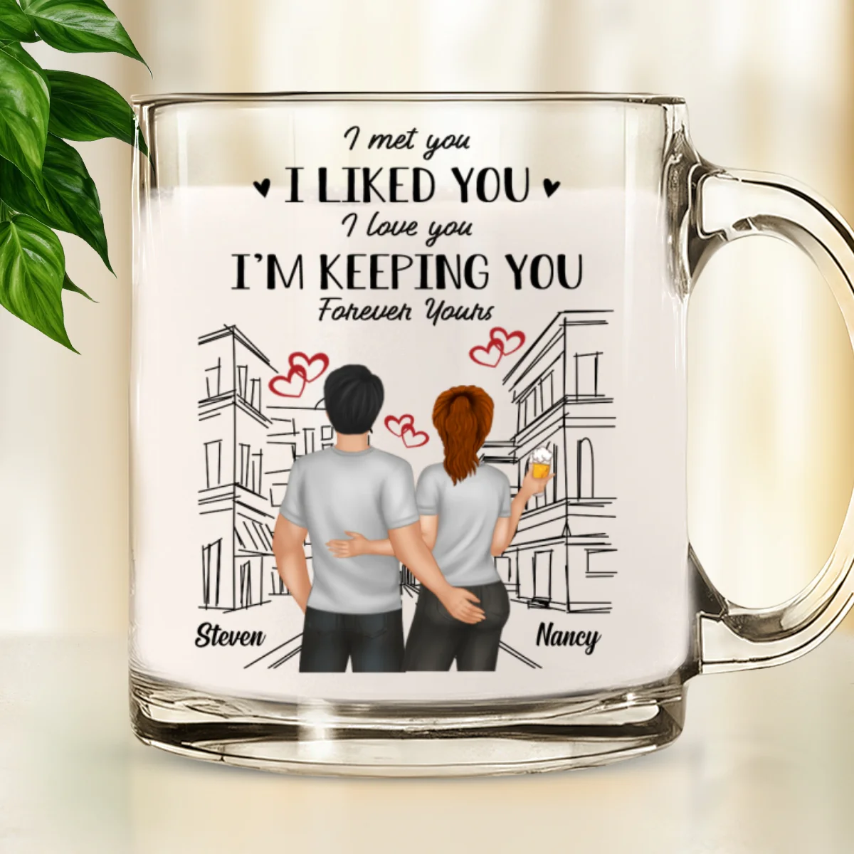 Forever Love You - Personalized Custom Glass Mug - Image 6