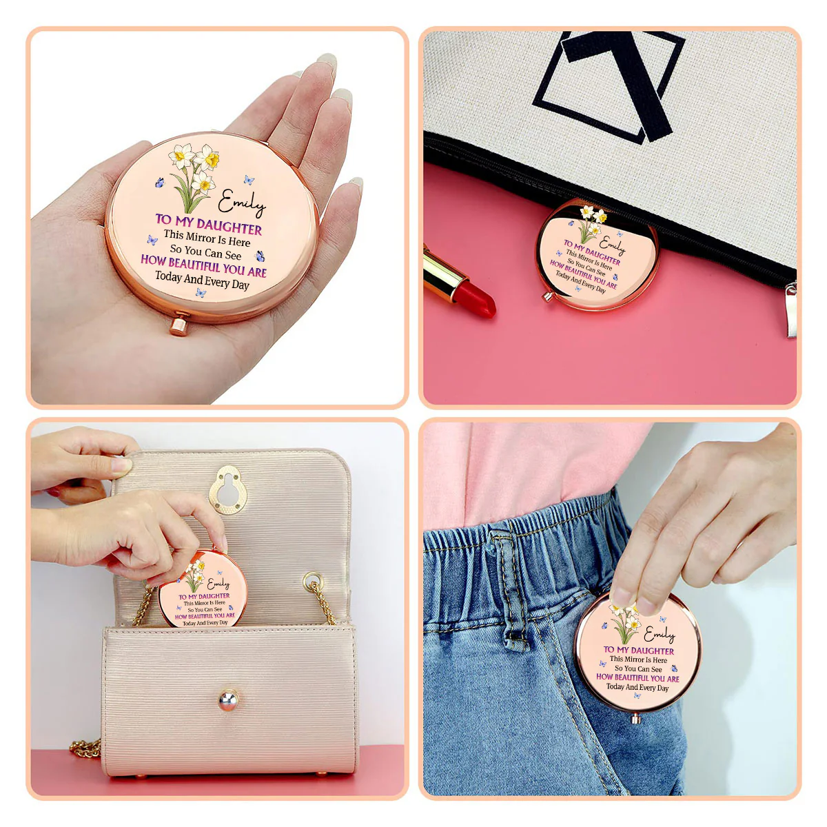 Forever Loved My Daughter - Personalized Custom Compact Mirror - Image 3