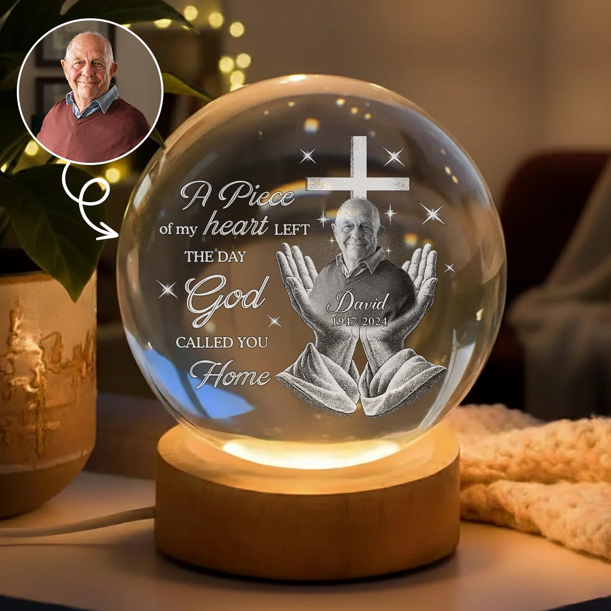 The Day He Called - Personalized Custom Crystal Globe Lamp
