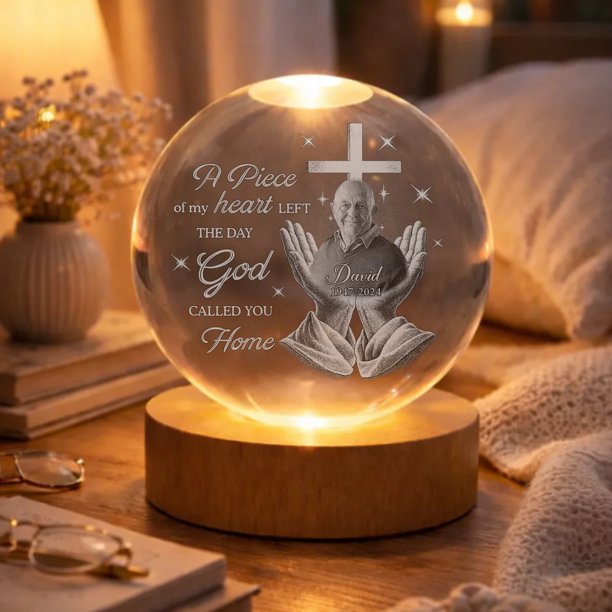 The Day He Called - Personalized Custom Crystal Globe Lamp - Image 5