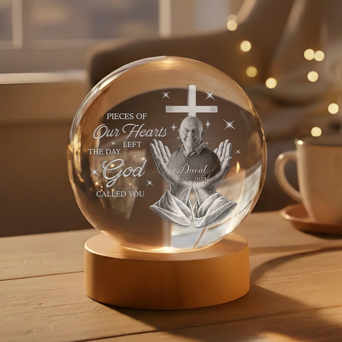 The Day He Called - Personalized Custom Crystal Globe Lamp - Image 6