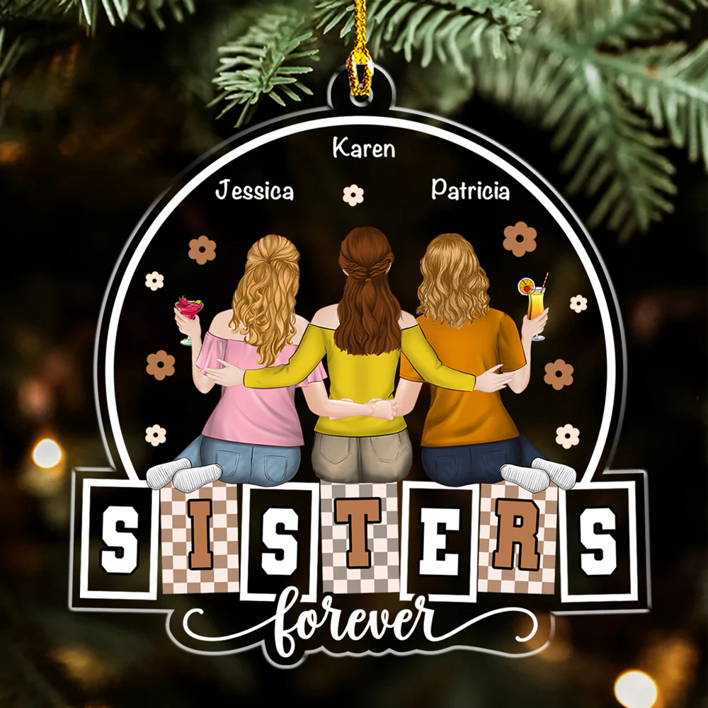 Forever My Bestie Sister - Personalized Custom Acrylic Ornament - Image 4