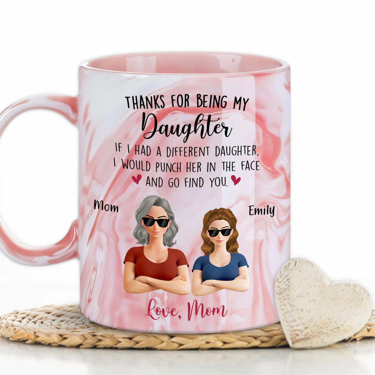 Forever My Little Sunshine - Personalized Custom Pink Marble Mug - Image 4