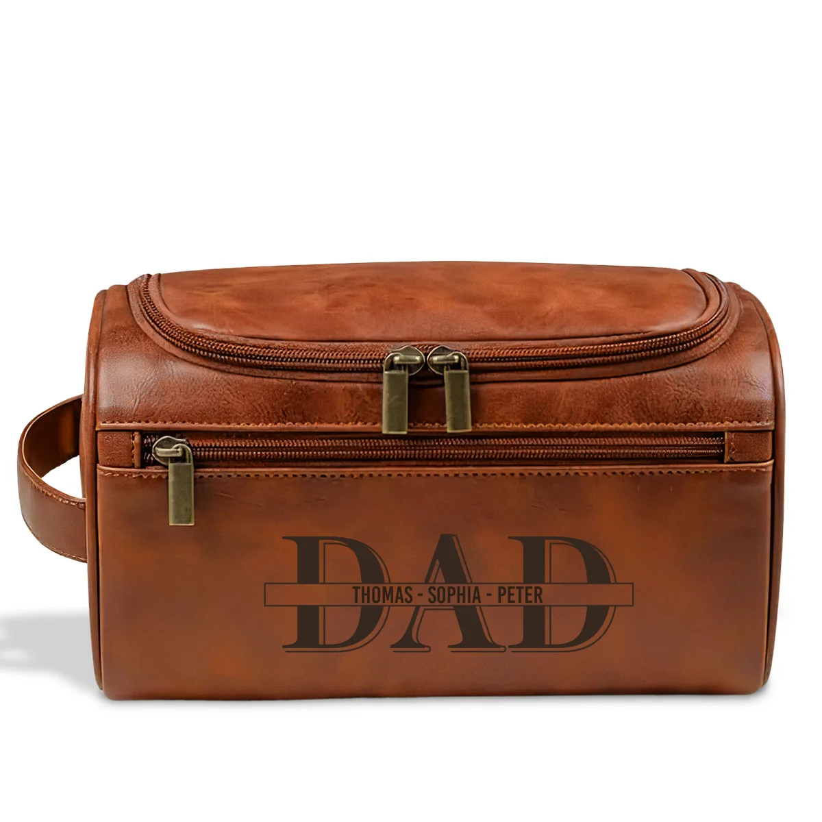 Forever Our Dad - Personalized Custom Engraved Leather Toiletry Bag - Image 6