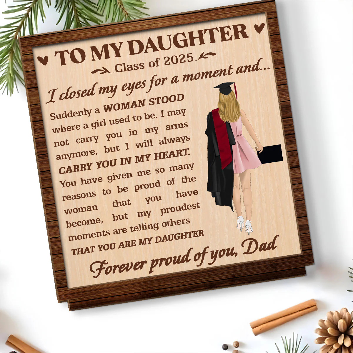 Forever Proud Of You - Personalized Custom 2-Layer Wood Plaque With Flat Base - Image 4