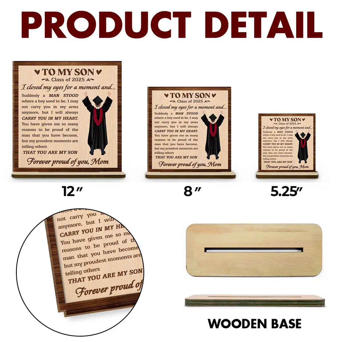 Forever Proud Of You - Personalized Custom 2-Layer Wood Plaque With Flat Base - Image 5
