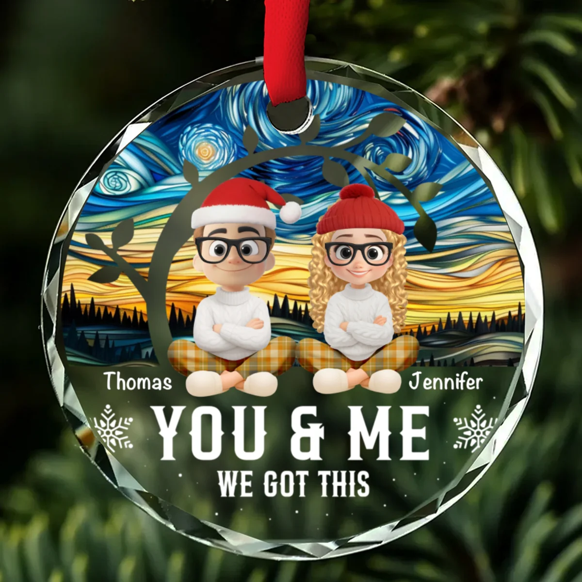 Forever You And Me - Personalized Custom Glass Ornament - Image 7