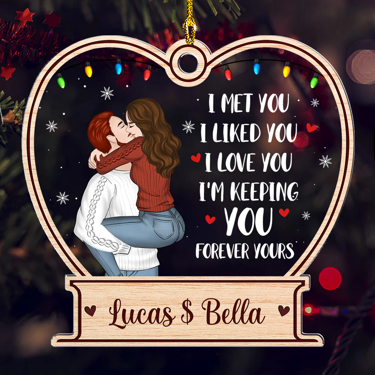 Forever Yours I Love You - Personalized Custom Acrylic Ornament - Image 2