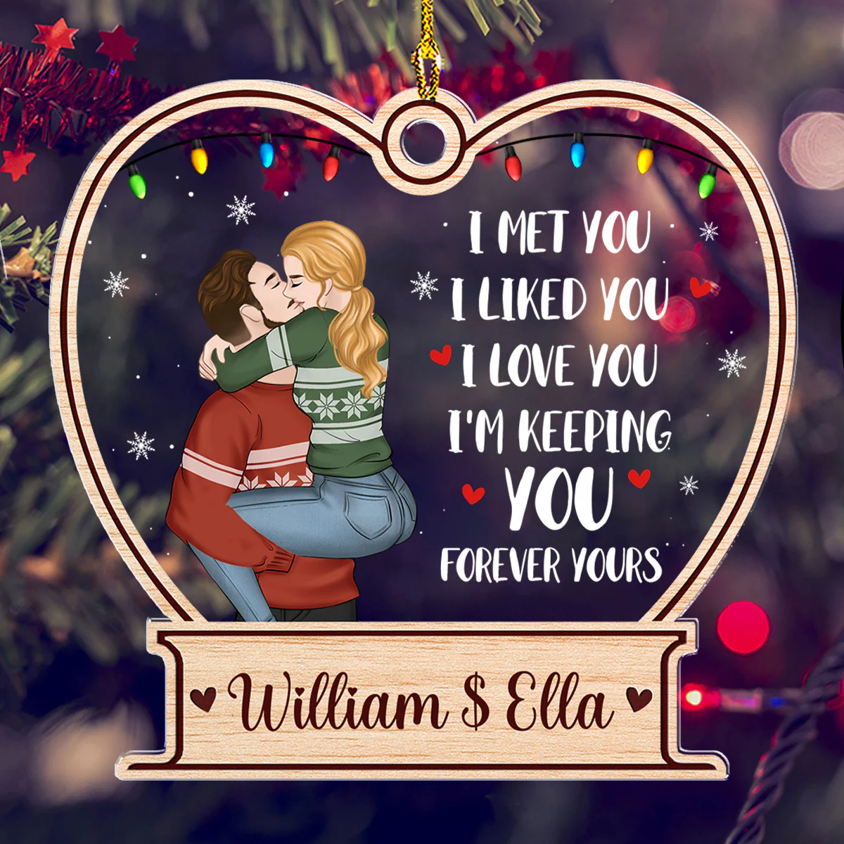Forever Yours I Love You - Personalized Custom Acrylic Ornament - Image 3