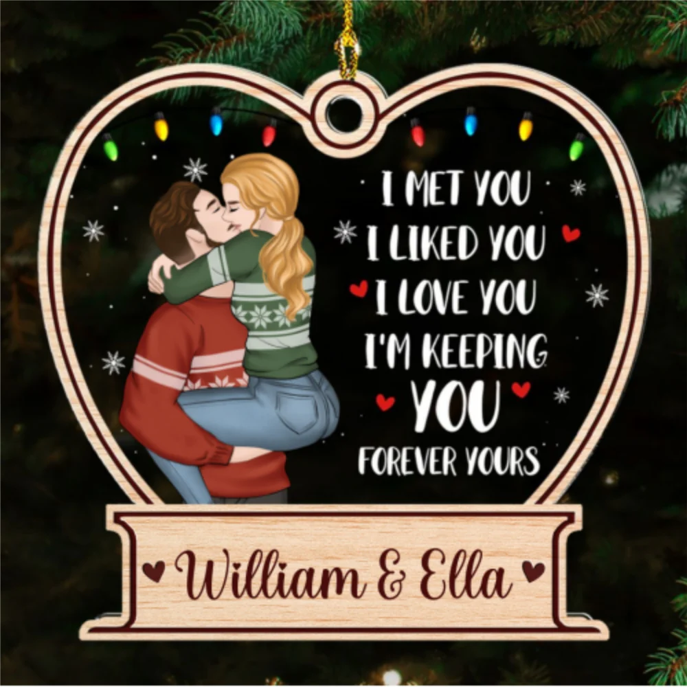 Forever Yours I Love You - Personalized Custom Acrylic Ornament - Image 4