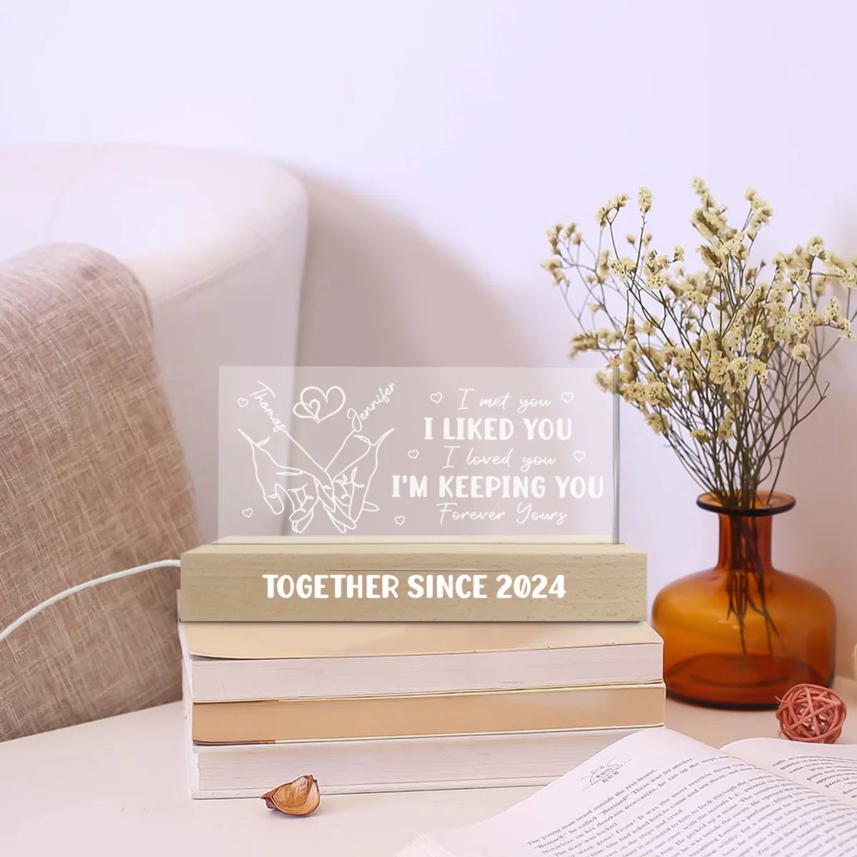 Forever Yours - Personalized Custom Acrylic 3D LED Night Light - Image 2