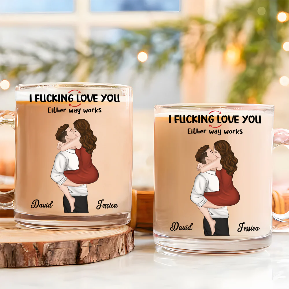 Freaking Love You - Personalized Custom Glass Mug - Image 4