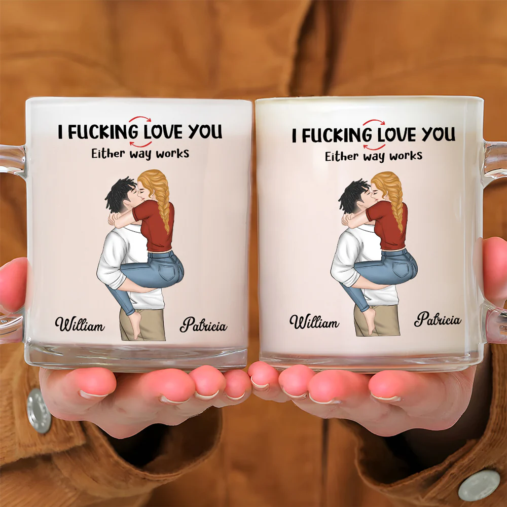 Freaking Love You - Personalized Custom Glass Mug - Image 5