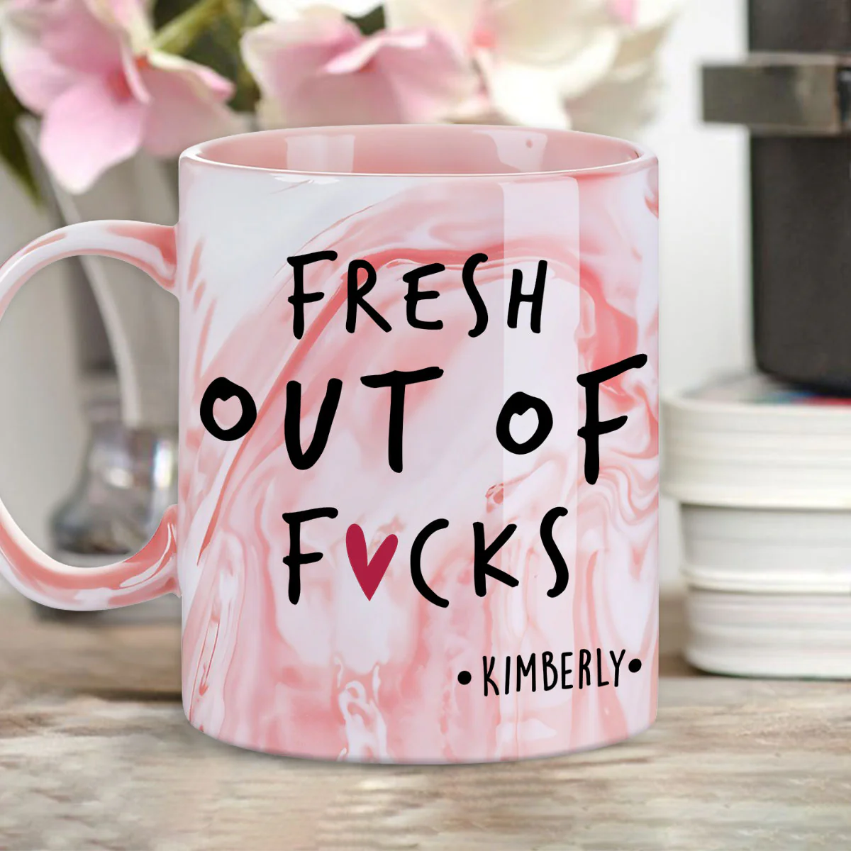 Fresh Out Of - Personalized Custom Pink Marble Mug - Image 2