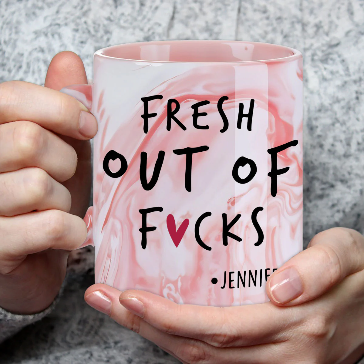 Fresh Out Of - Personalized Custom Pink Marble Mug - Image 3