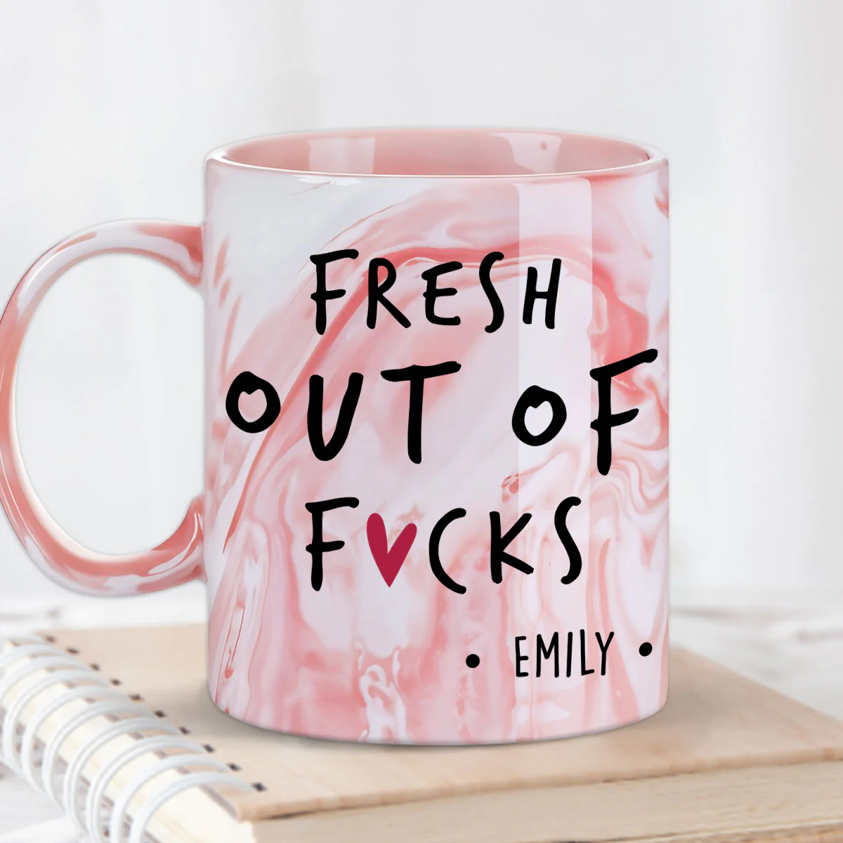 Fresh Out Of - Personalized Custom Pink Marble Mug - Image 4