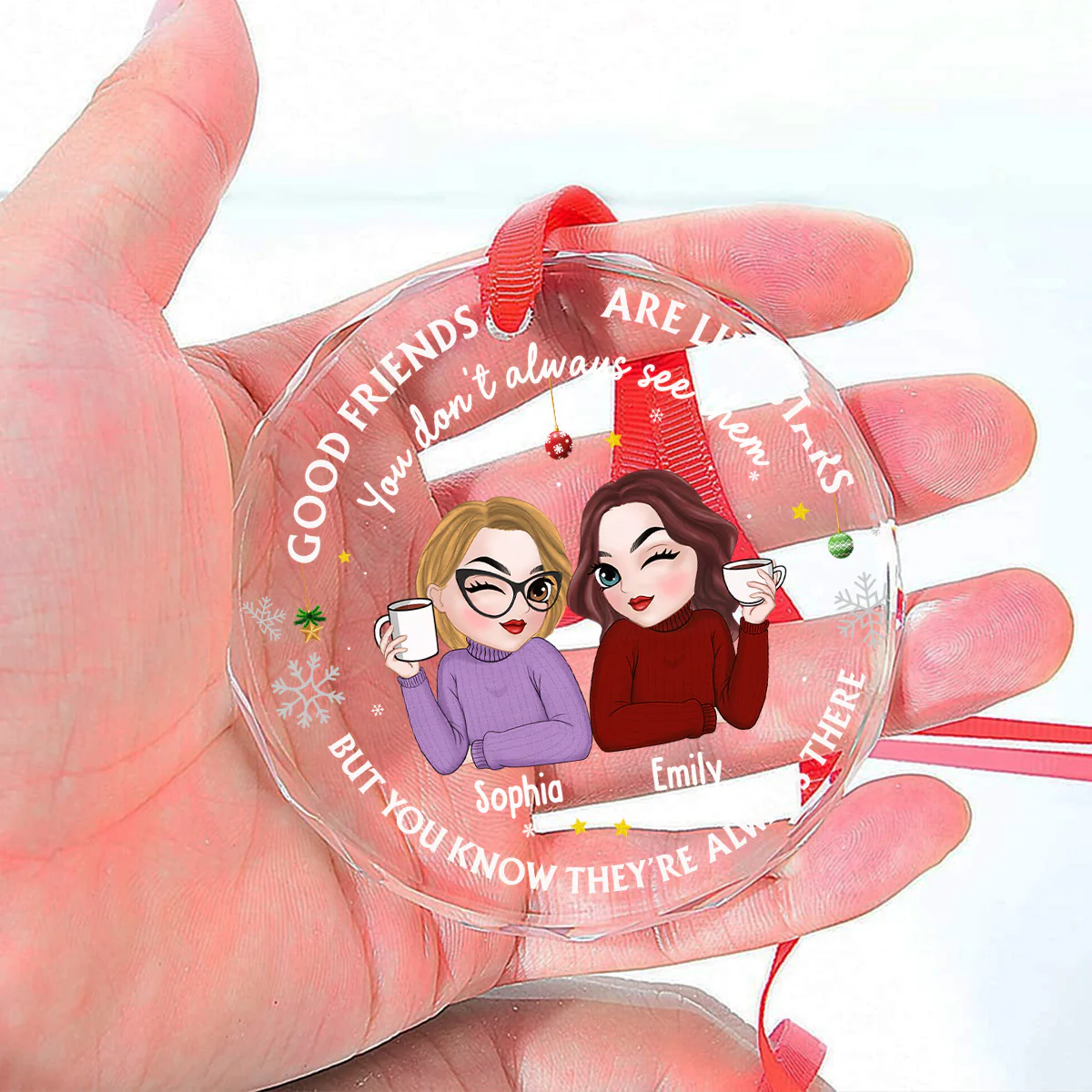 Friend Are My Star - Personalized Custom Glass Ornament - Image 5