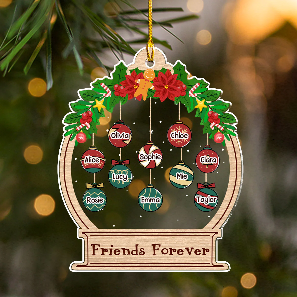 Friend Forever Merry Christmas - Personalized Custom Acrylic Ornament - Image 4