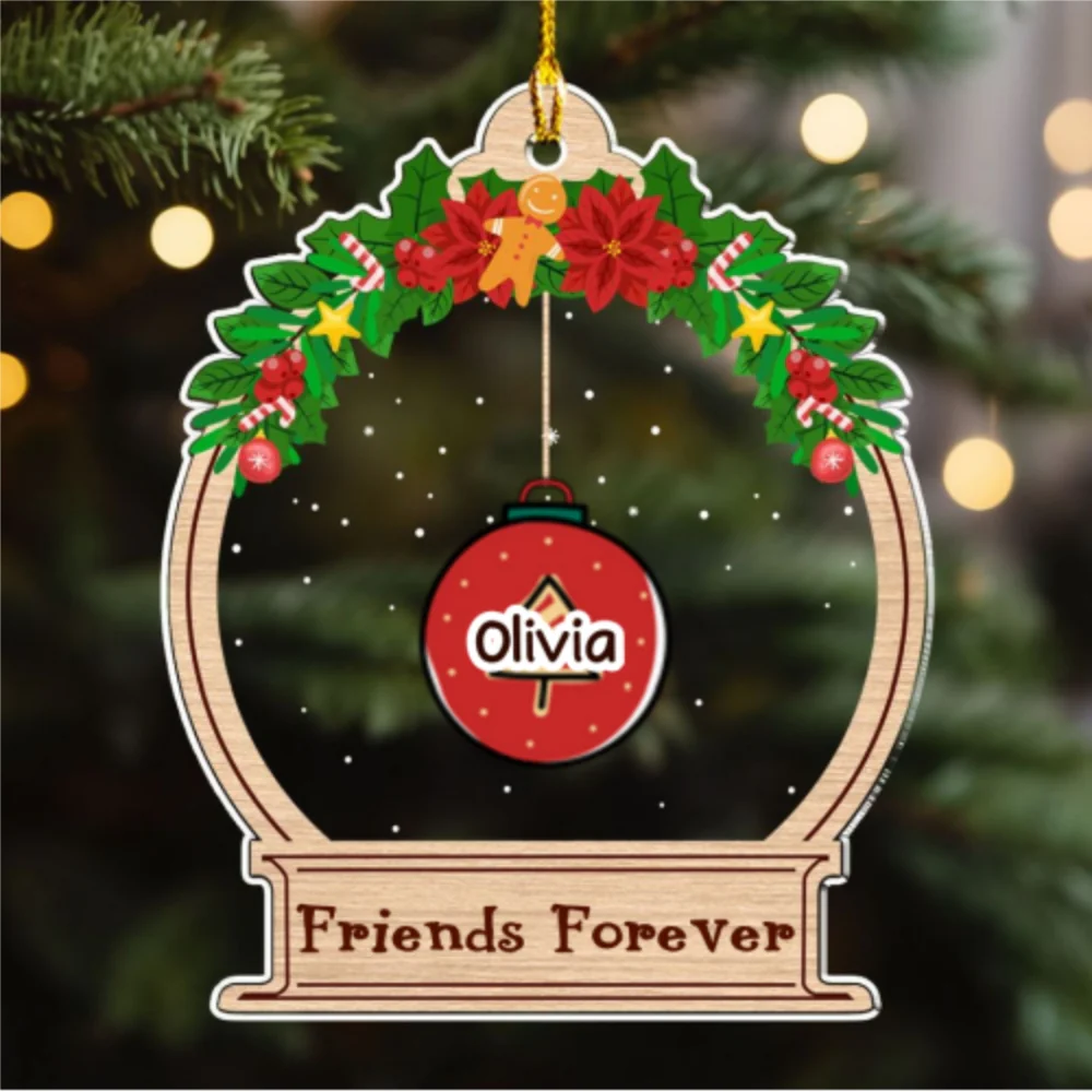 Friend Forever Merry Christmas - Personalized Custom Acrylic Ornament - Image 5