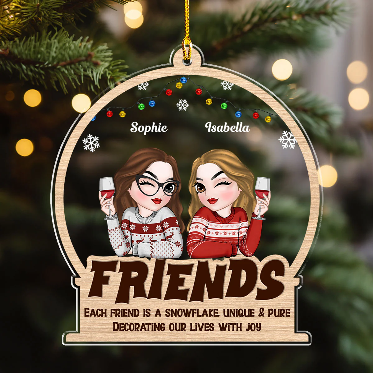 Friend Is A Snowflake - Personalized Custom Acrylic Ornament