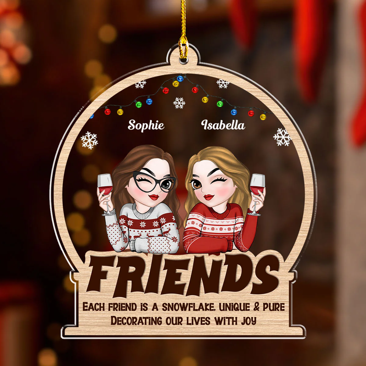 Friend Is A Snowflake - Personalized Custom Acrylic Ornament - Image 3