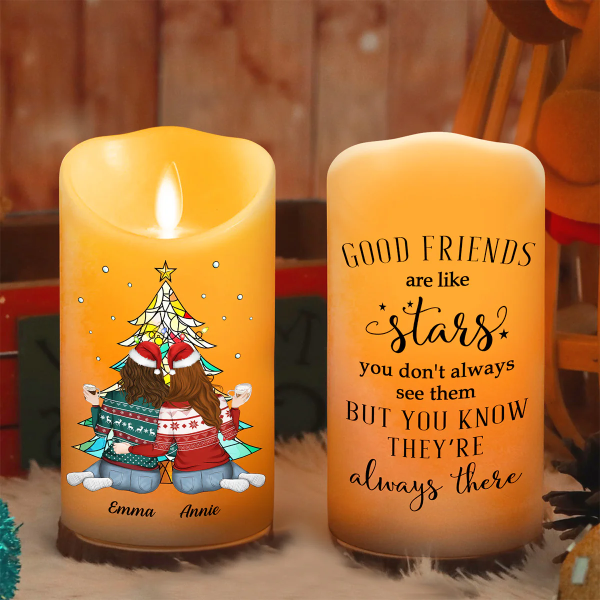 Friends Always Beside You - Personalized Custom LED Candle - Image 2